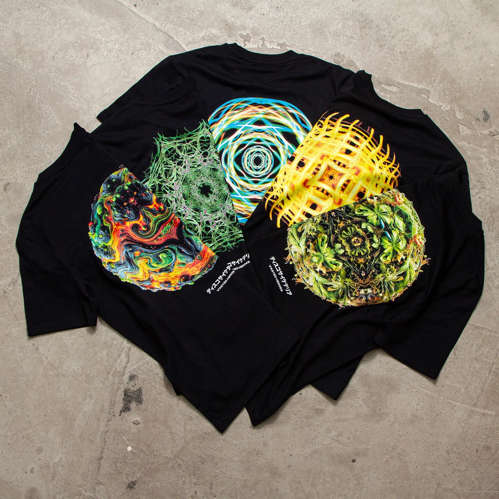 045 Disco Psychedelia Front Print - Tshirt - Black