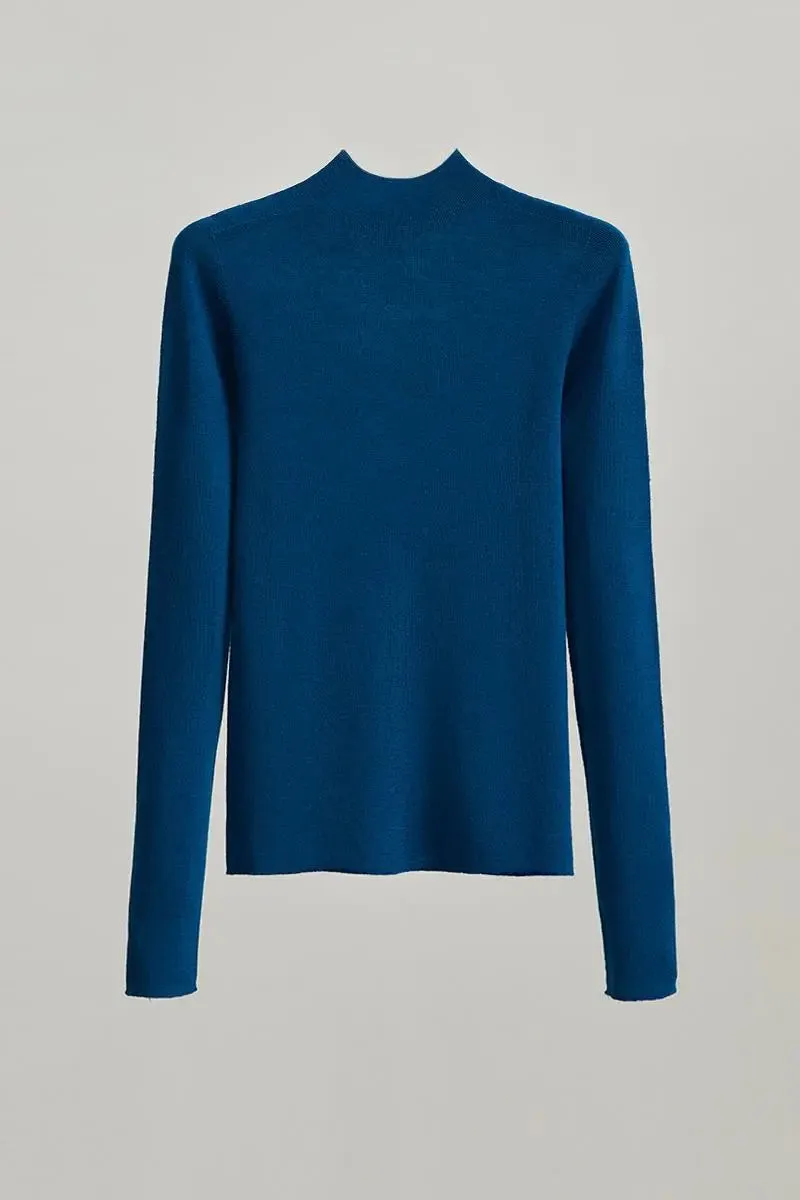100 Merino Wool Seamless Knit Mock Neck Sweater