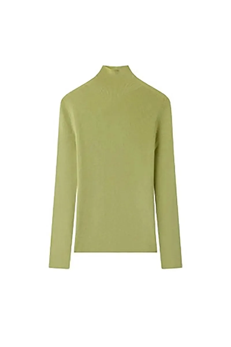 100 Merino Wool Seamless Knit Mock Neck Sweater