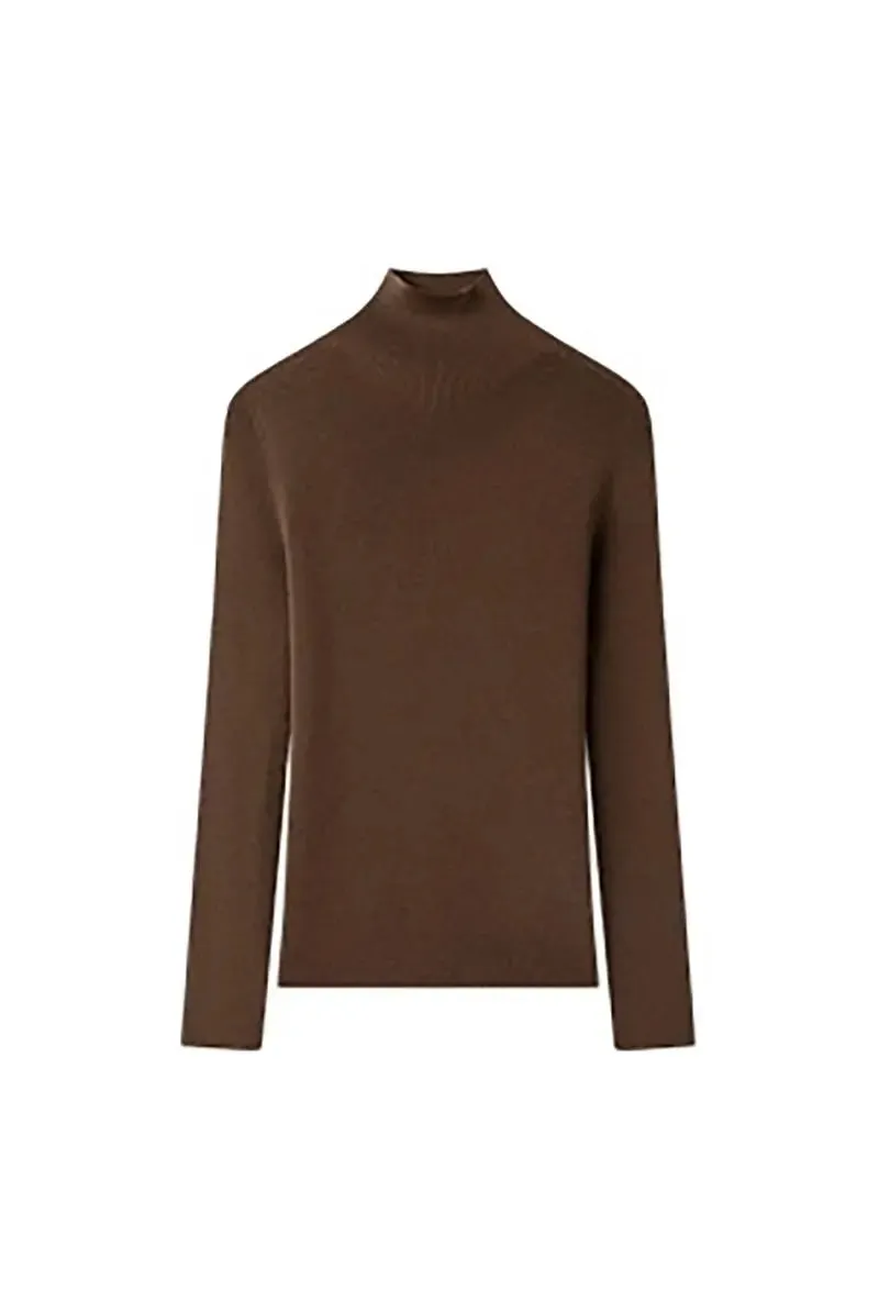 100 Merino Wool Seamless Knit Mock Neck Sweater