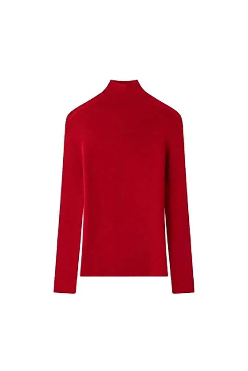 100 Merino Wool Seamless Knit Mock Neck Sweater