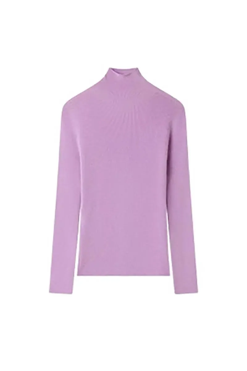 100 Merino Wool Seamless Knit Mock Neck Sweater