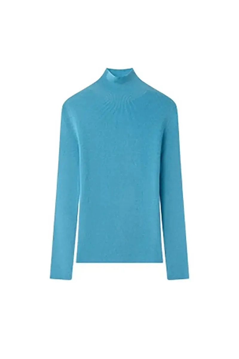 100 Merino Wool Seamless Knit Mock Neck Sweater