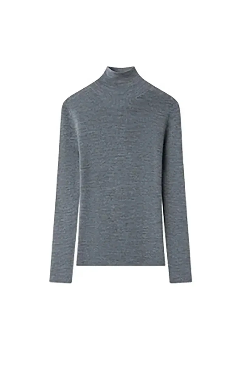 100 Merino Wool Seamless Knit Mock Neck Sweater
