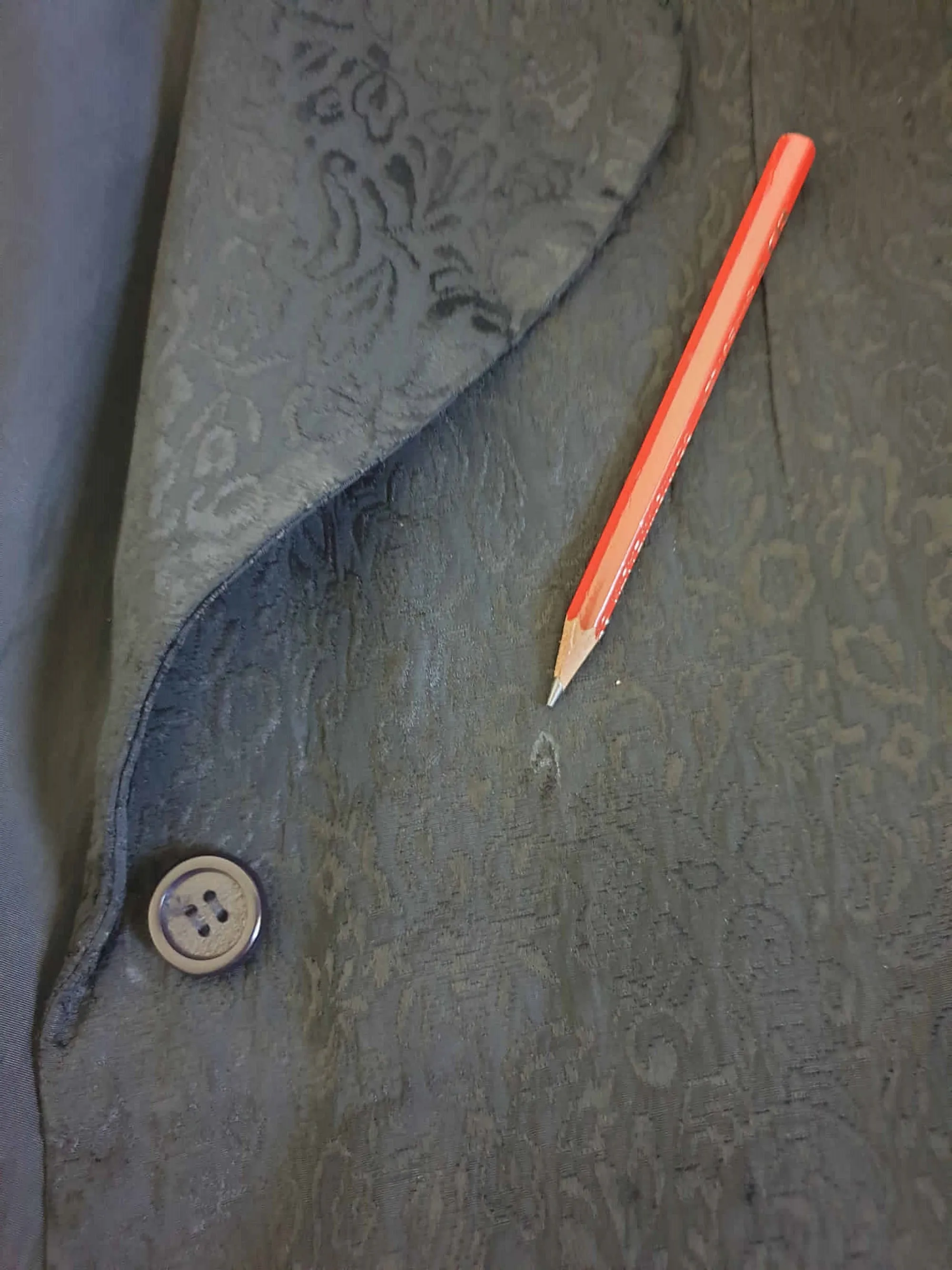 1960s Black Satin Damask Coat - M