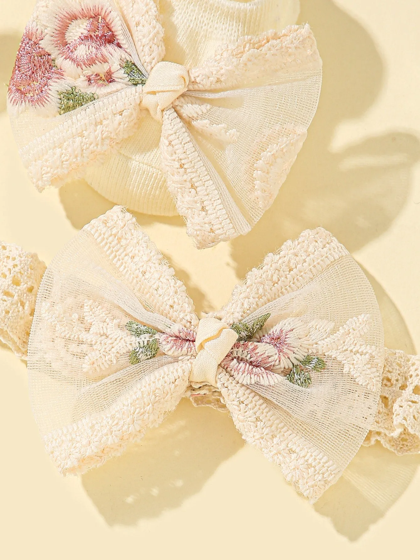 1pair Baby Bowknot Decor Socks 1pc Hair Band