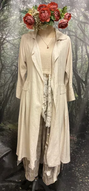 #5321 Long Beige linen coat