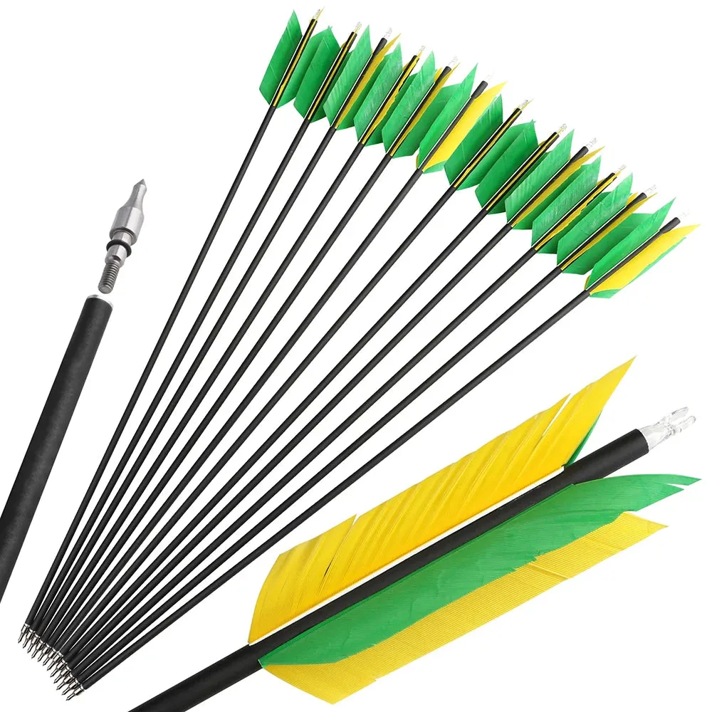 6/12pcs 31.6" Archery Carbon Arrow Spine 500 Mix Carbon Shaft