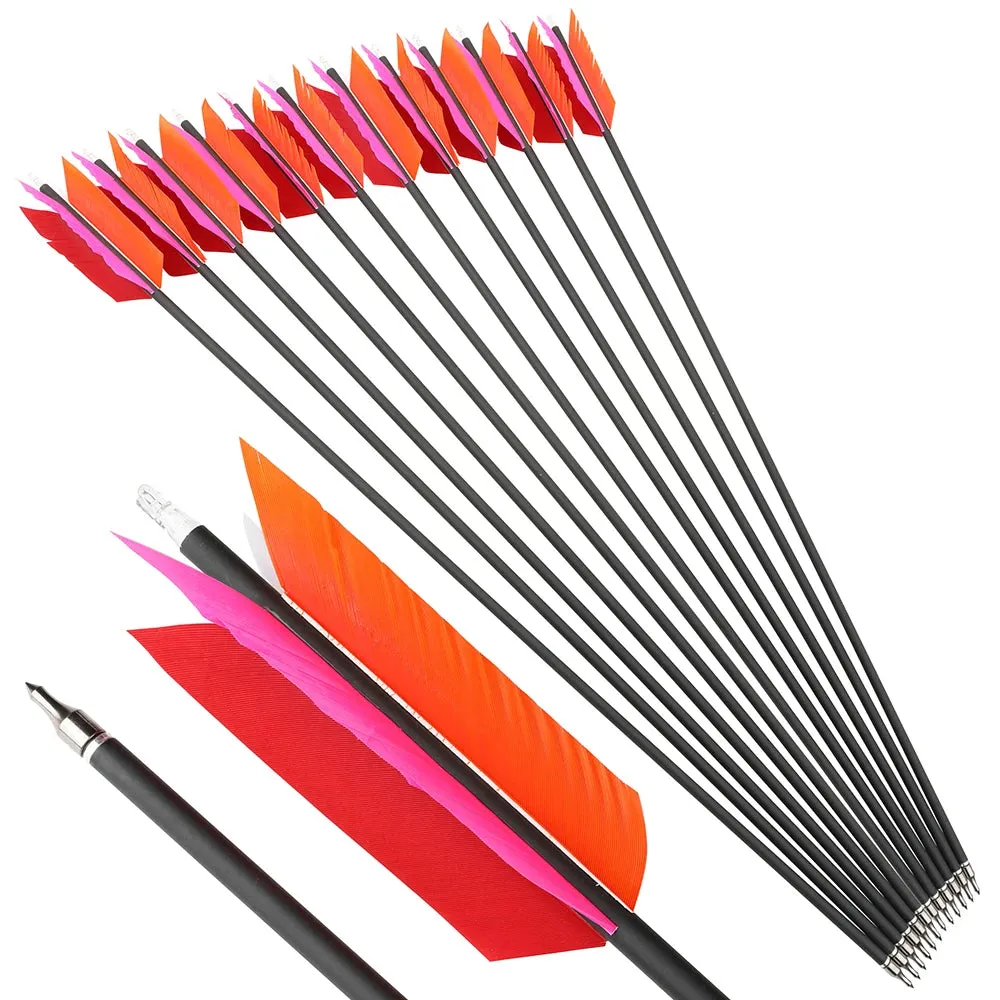 6/12pcs 31.6" Archery Carbon Arrow Spine 500 Mix Carbon Shaft