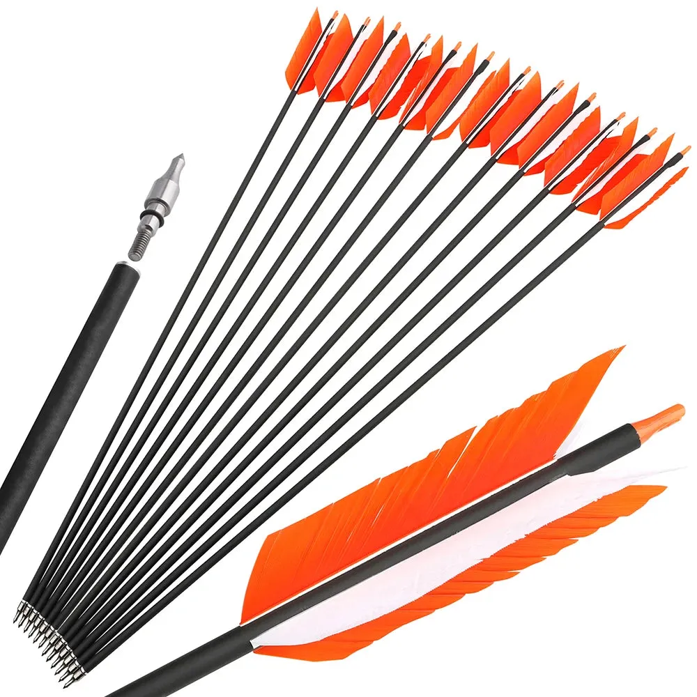 6/12pcs 31.6" Archery Carbon Arrow Spine 500 Mix Carbon Shaft