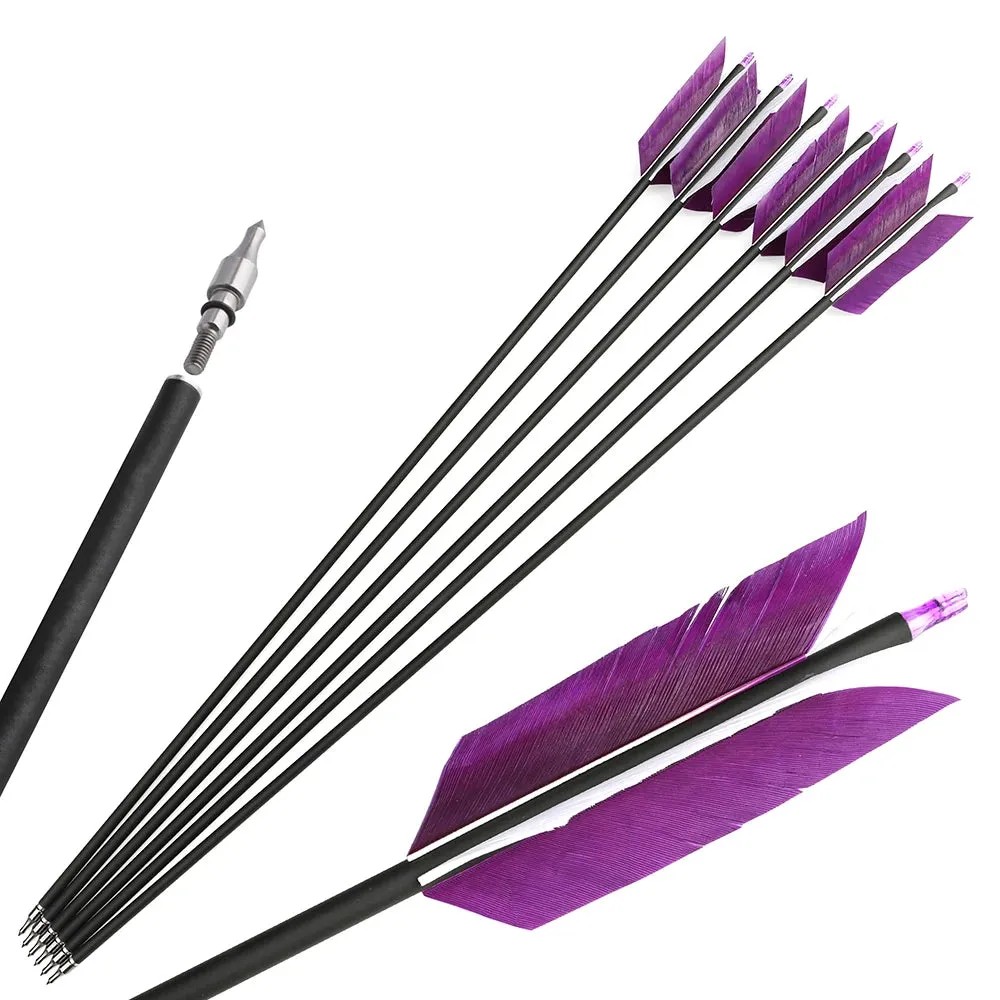 6/12pcs 31.6" Archery Carbon Arrow Spine 500 Mix Carbon Shaft