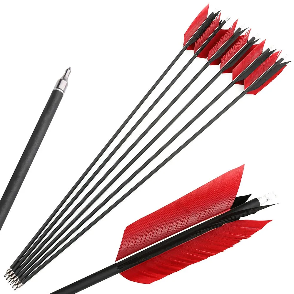 6/12pcs 31.6" Archery Carbon Arrow Spine 500 Mix Carbon Shaft