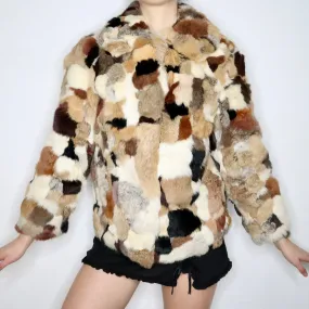 70s Patchwork Rabbit Fur Coat (XS/S)