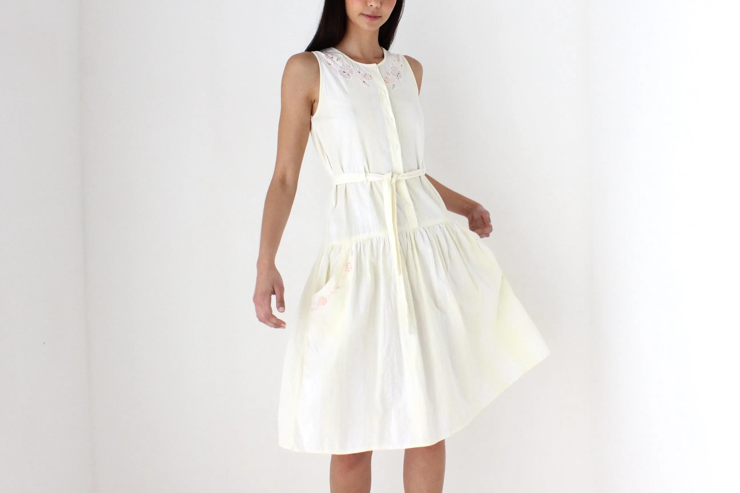 80s Italian Cotton Drop Waist Summer Smock