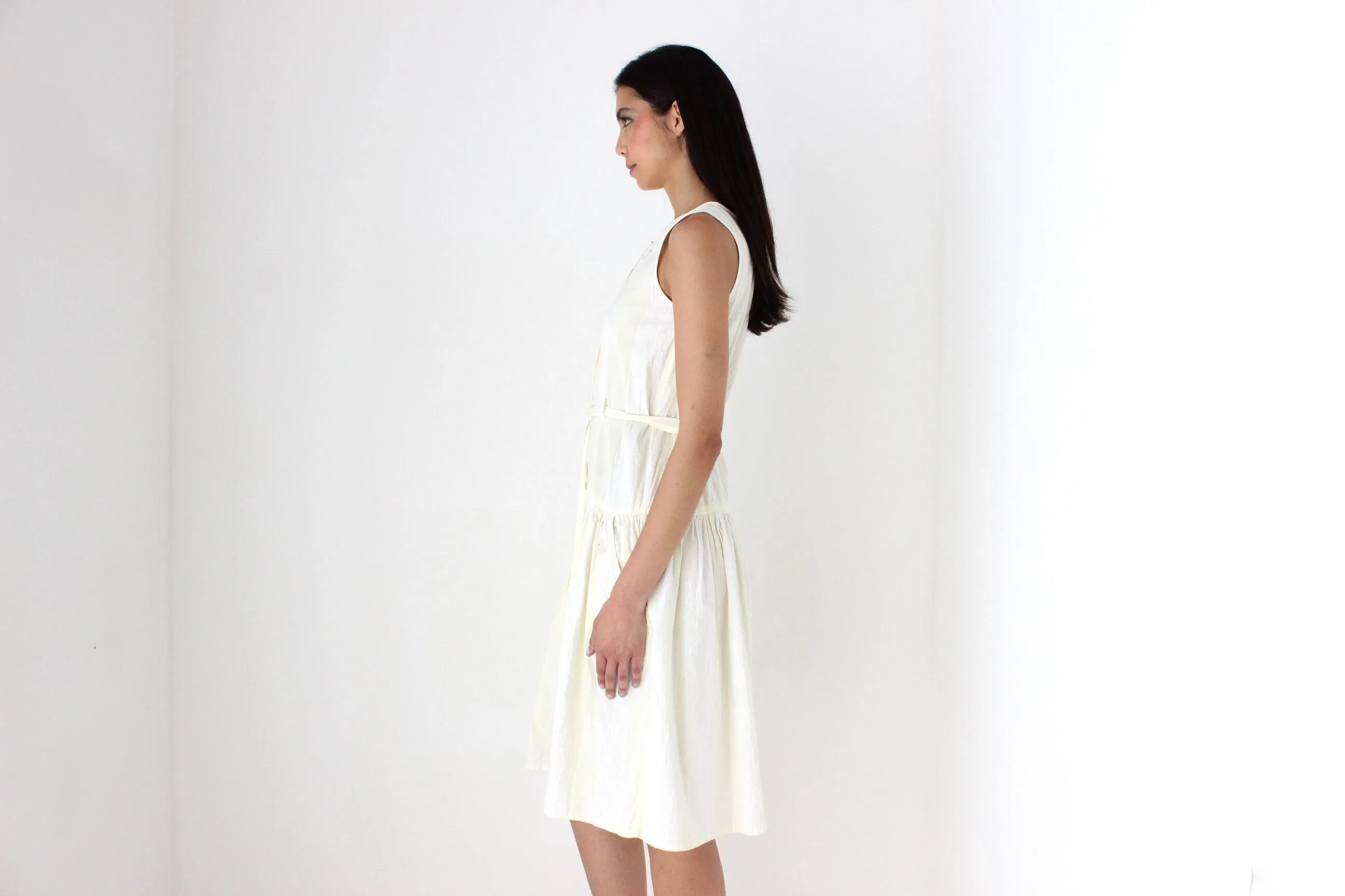 80s Italian Cotton Drop Waist Summer Smock