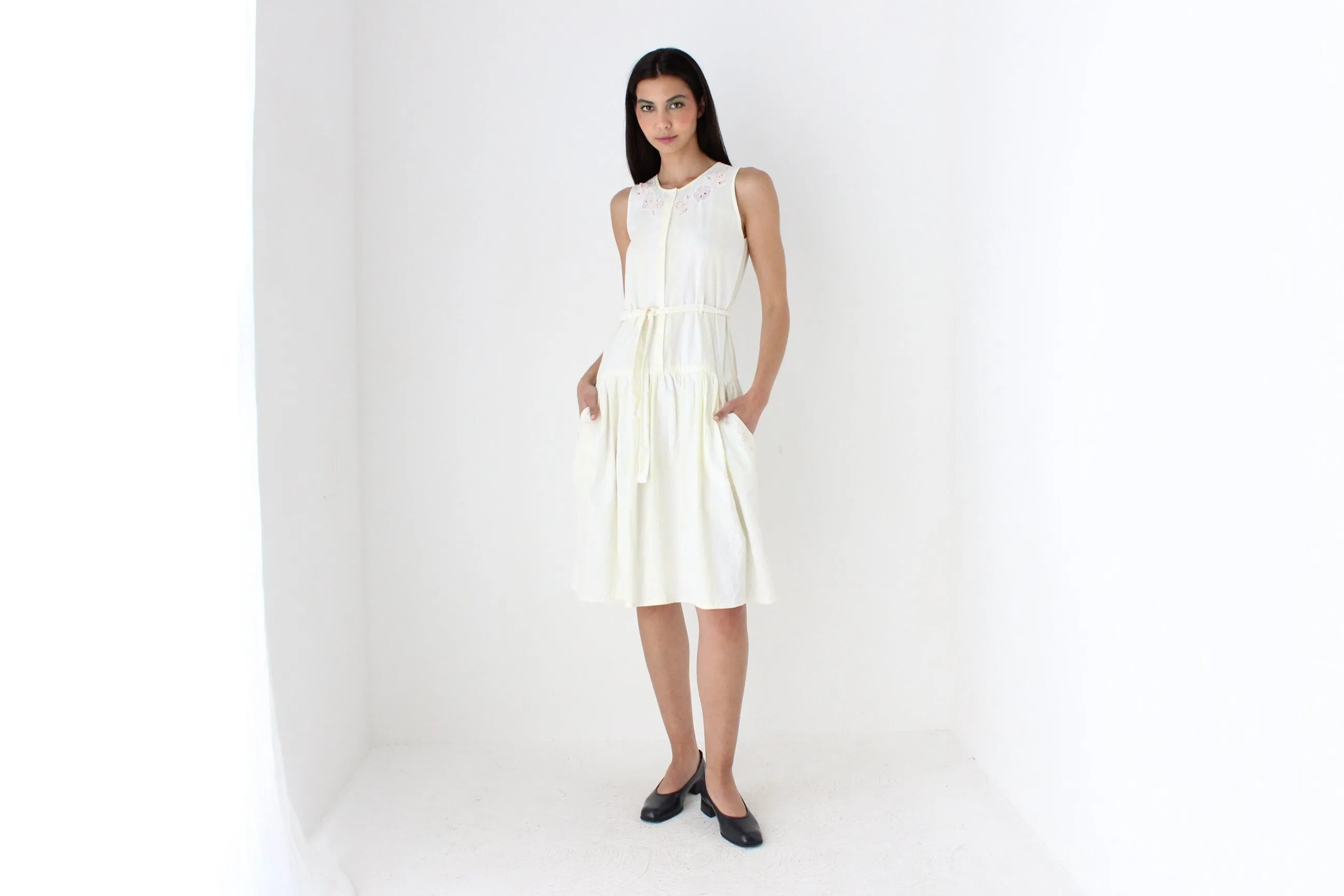 80s Italian Cotton Drop Waist Summer Smock
