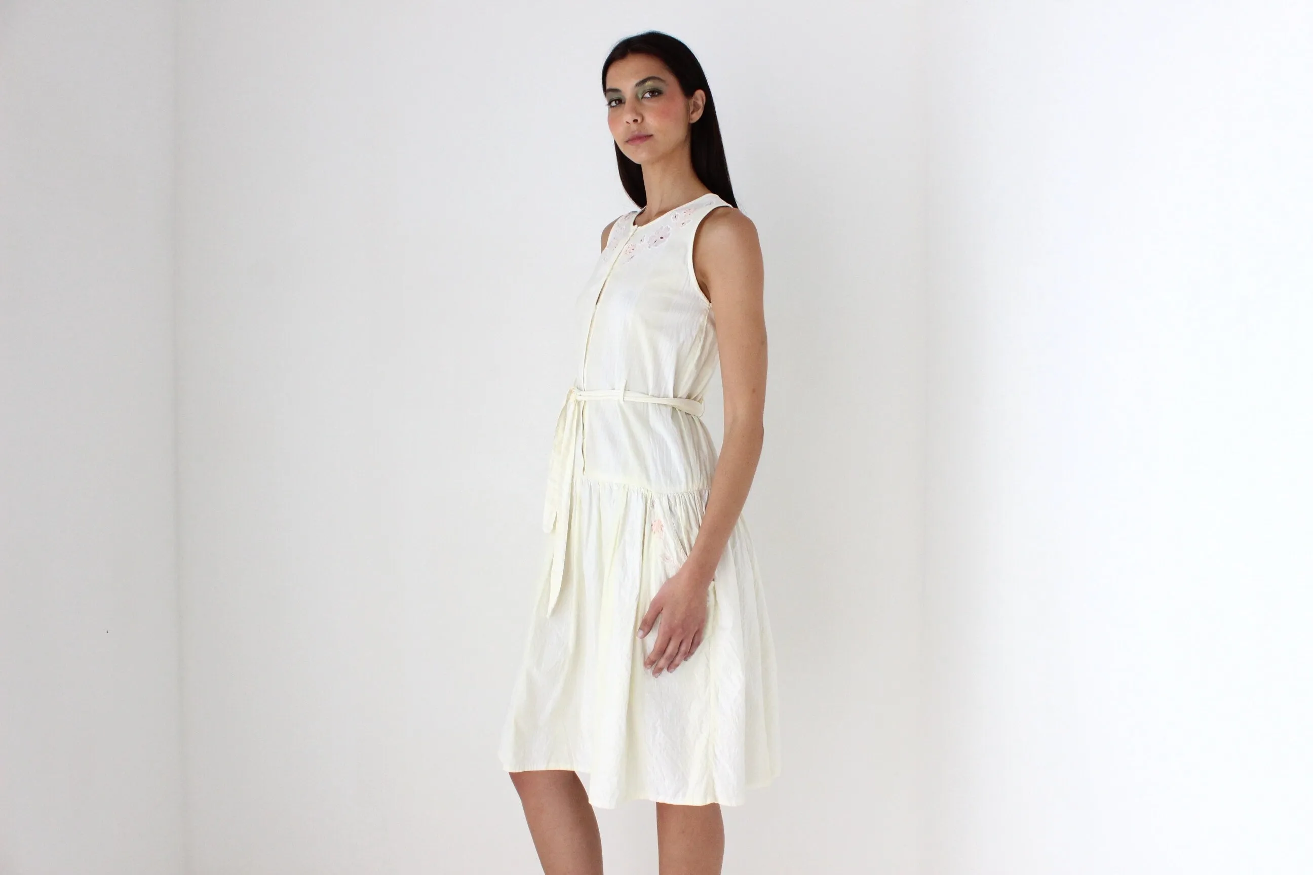 80s Italian Cotton Drop Waist Summer Smock