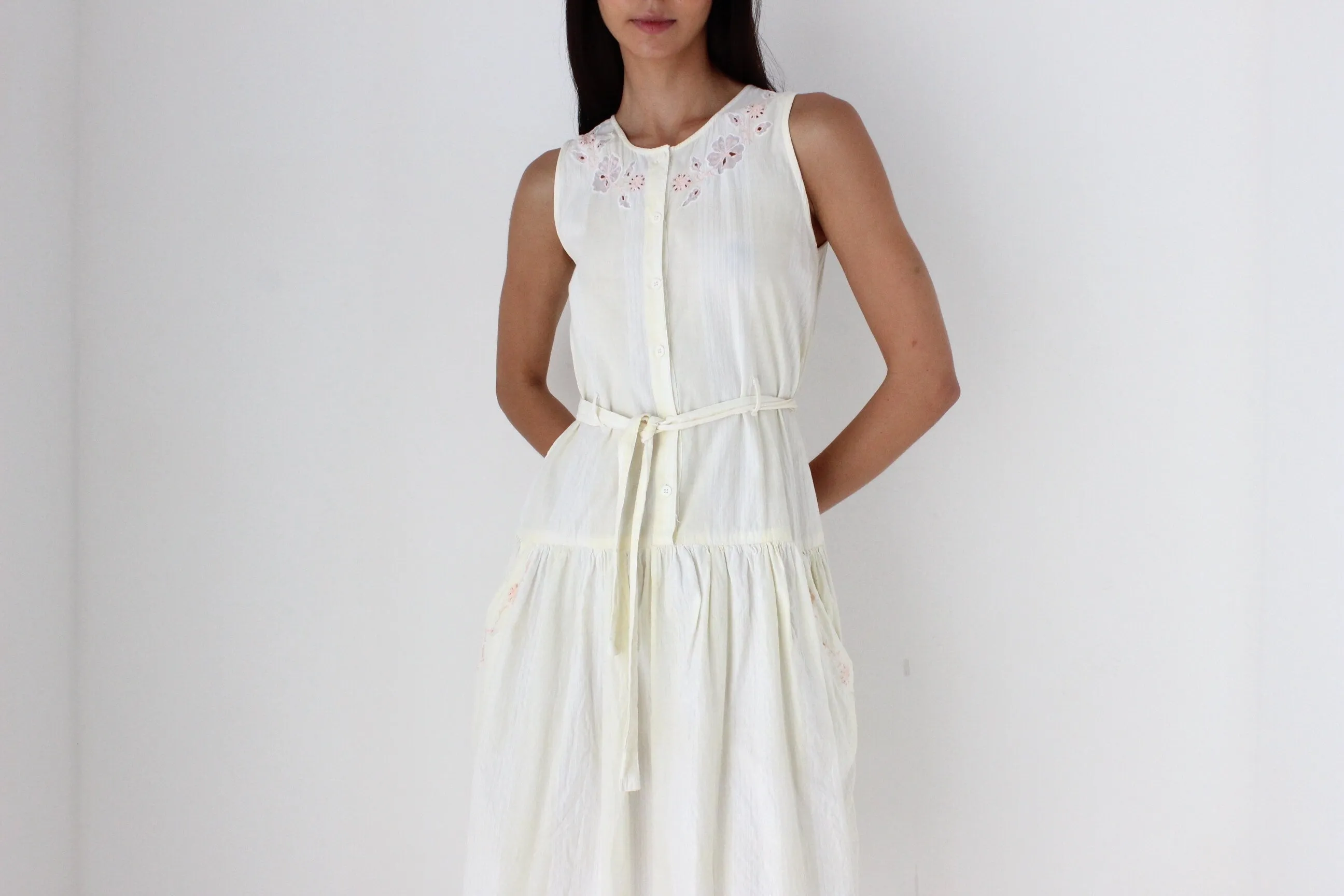 80s Italian Cotton Drop Waist Summer Smock