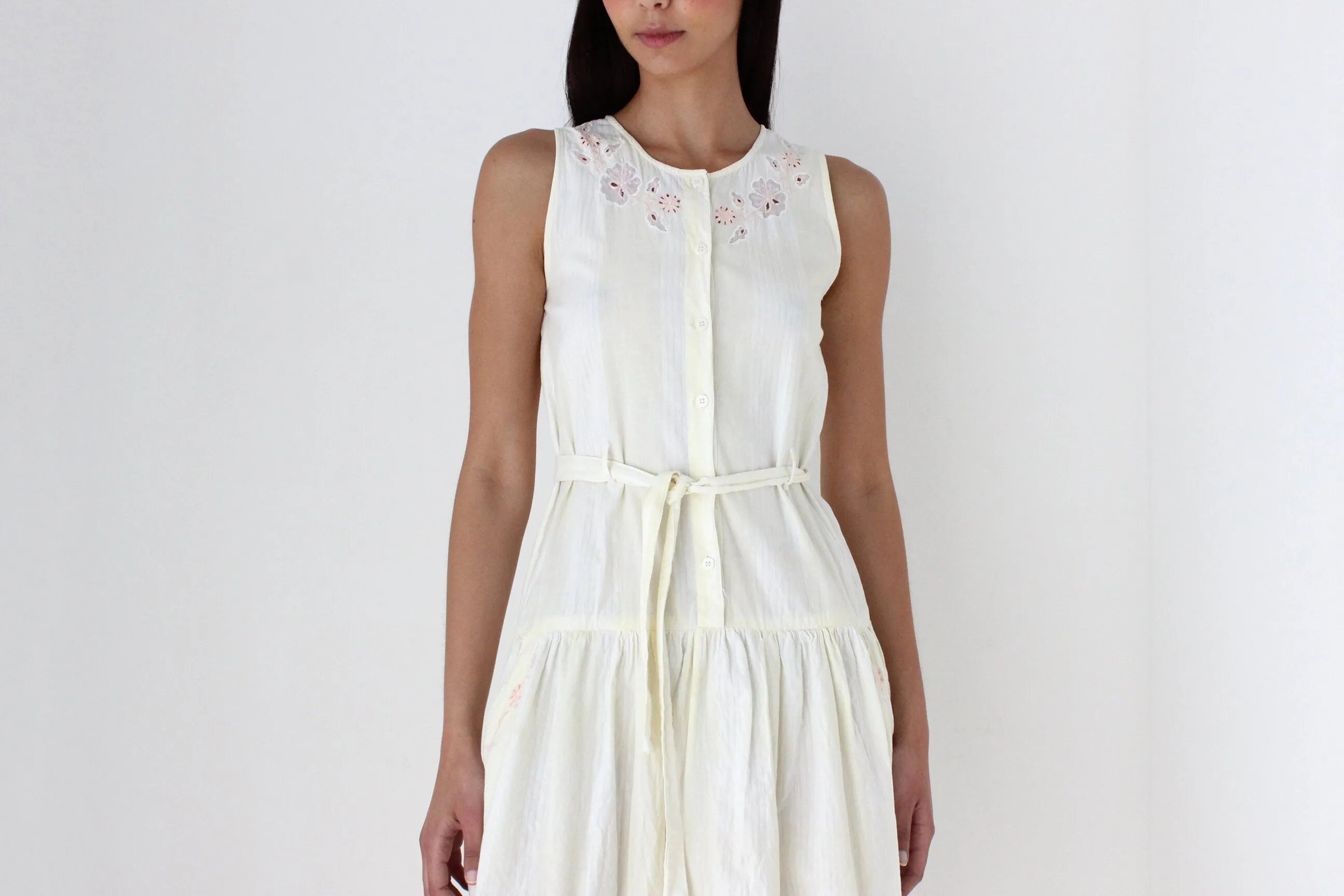 80s Italian Cotton Drop Waist Summer Smock