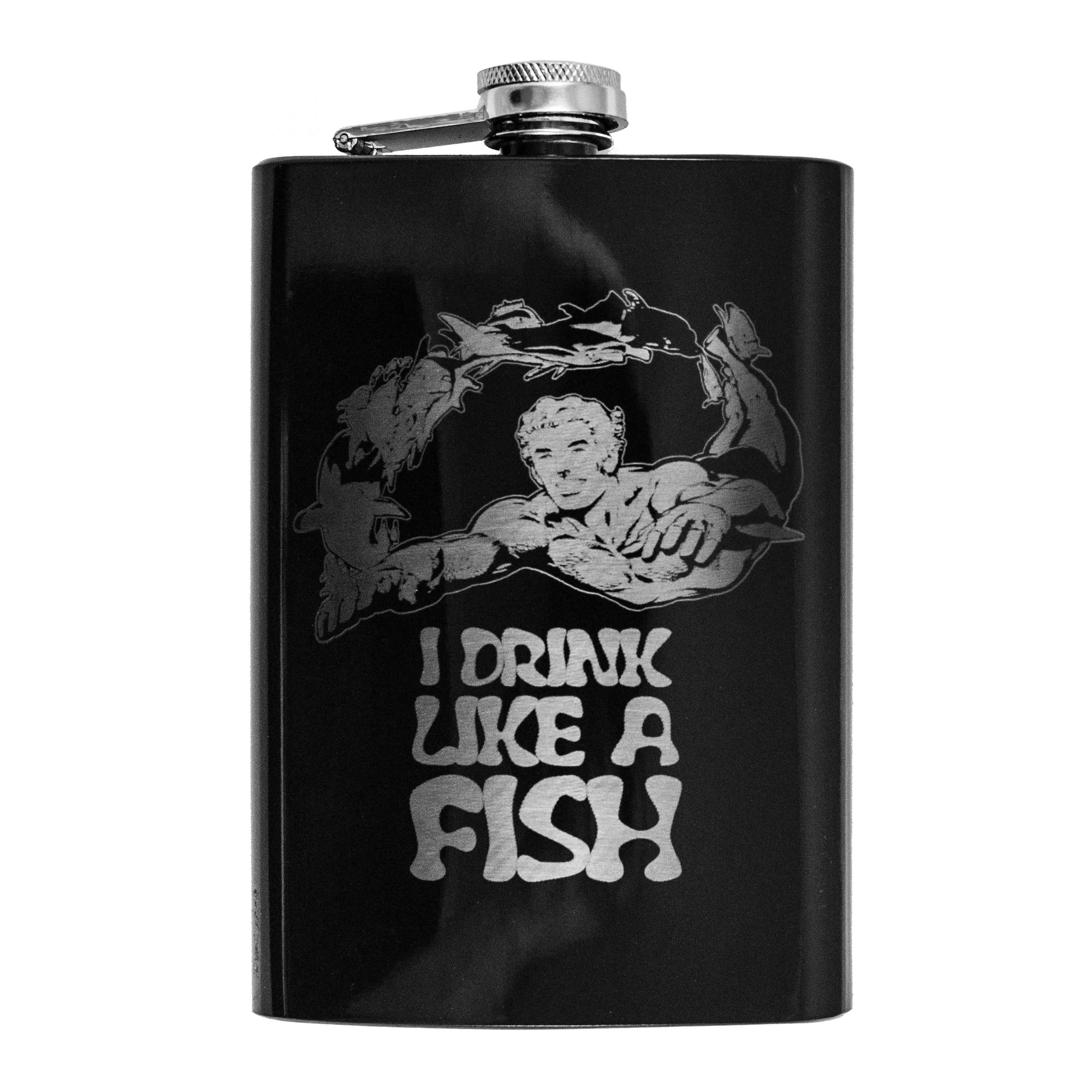 8oz BLACK I Drink Like a Fish Flask