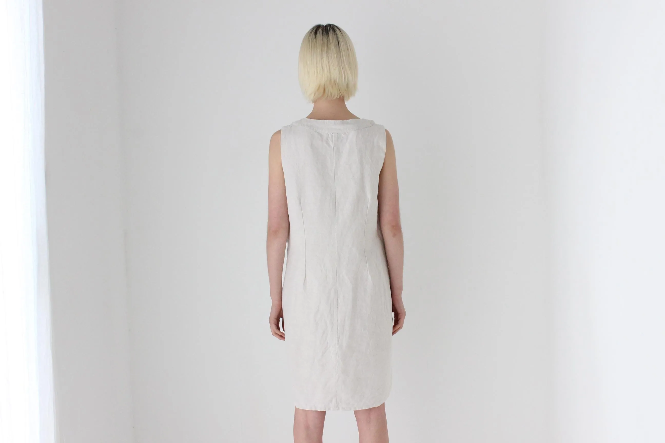 90s Italian Linen Cutwork Smock w/ Button Detailing