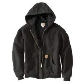 Active Quilted Flannel-Lined Jacket With Hood, Black, Large Tall