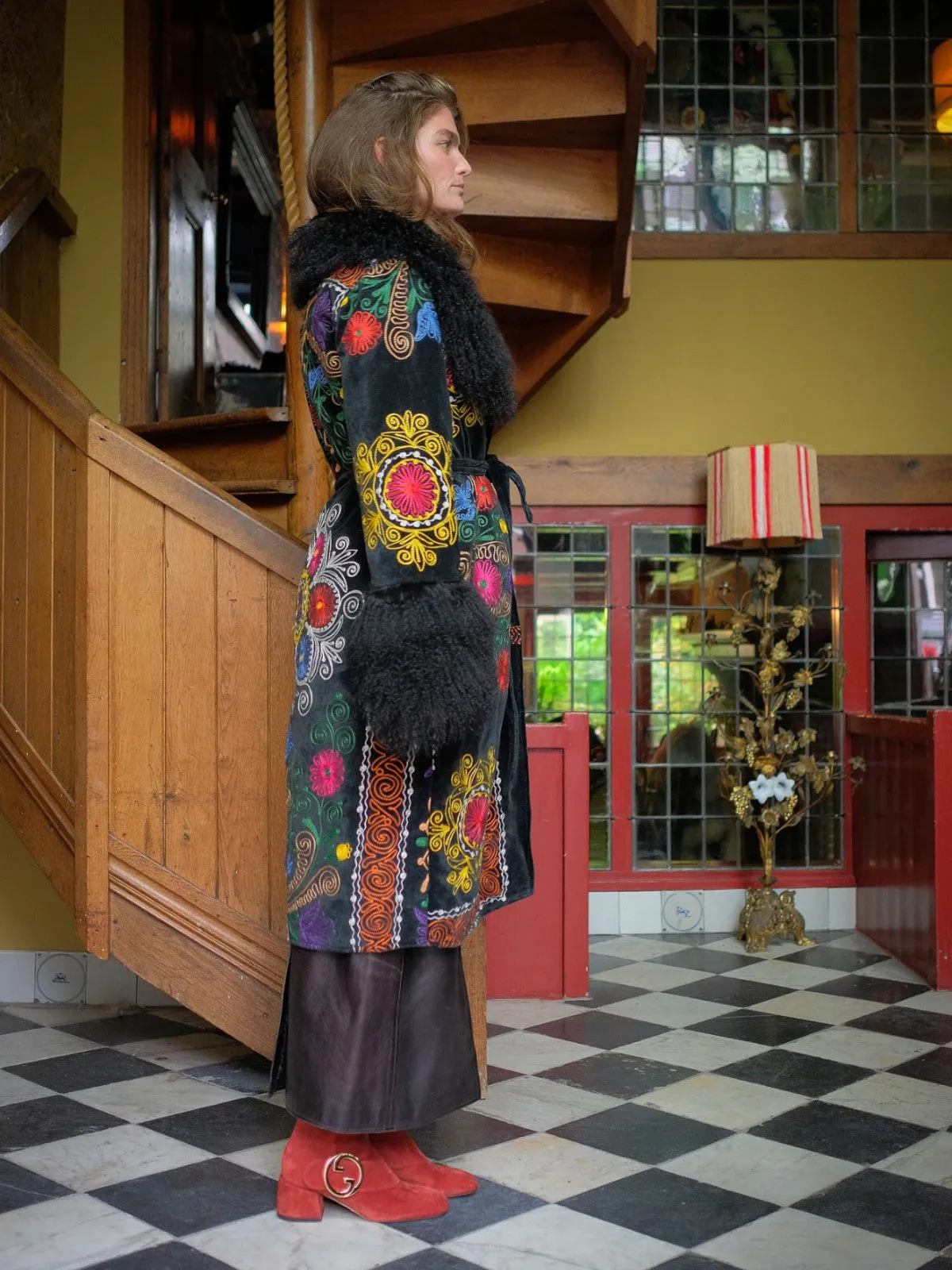 Aisara Wrap Coat - L | Multi Print/Black