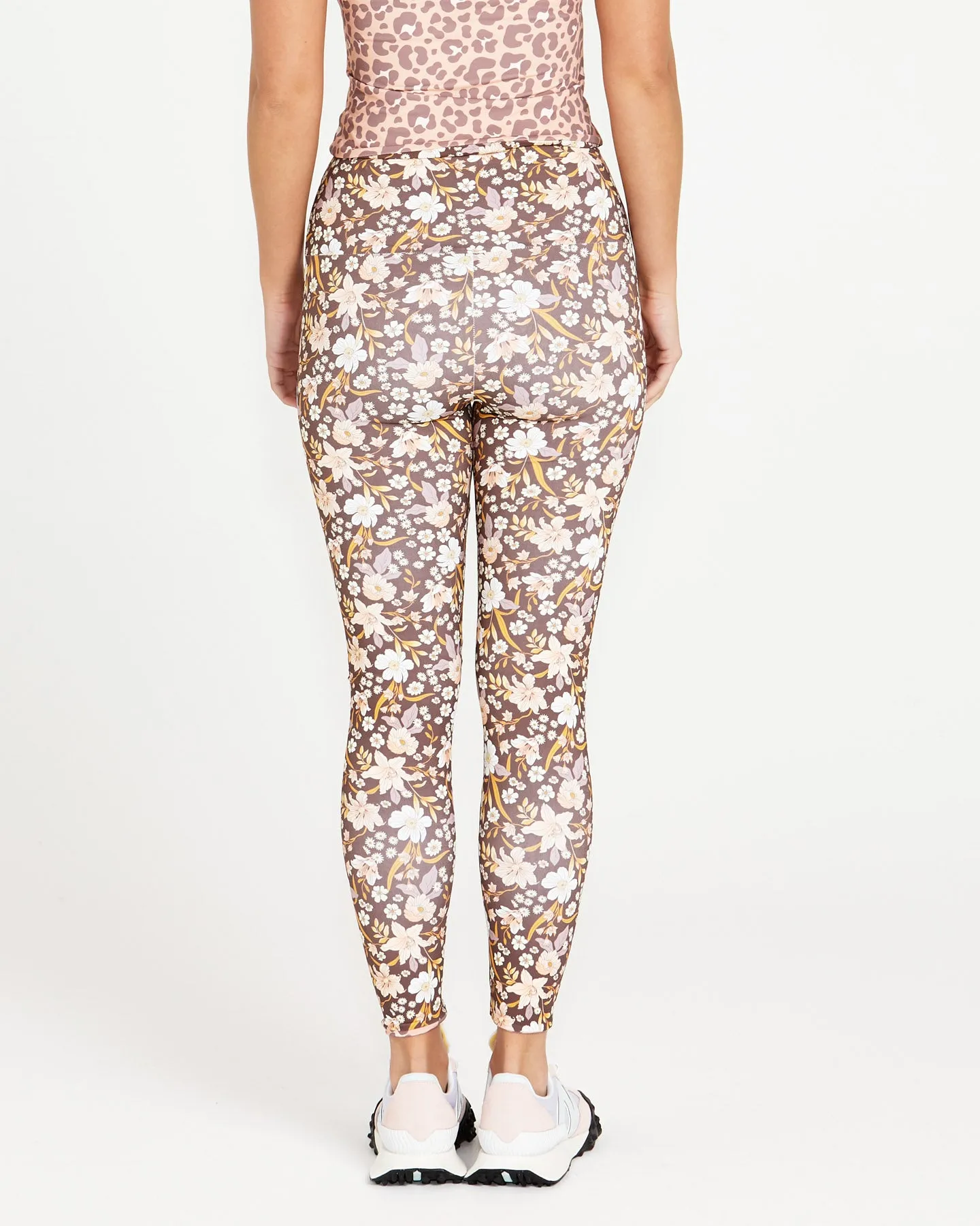 Alessia Reversible Active Tights - Chocolate Floral/Pink Cheetah