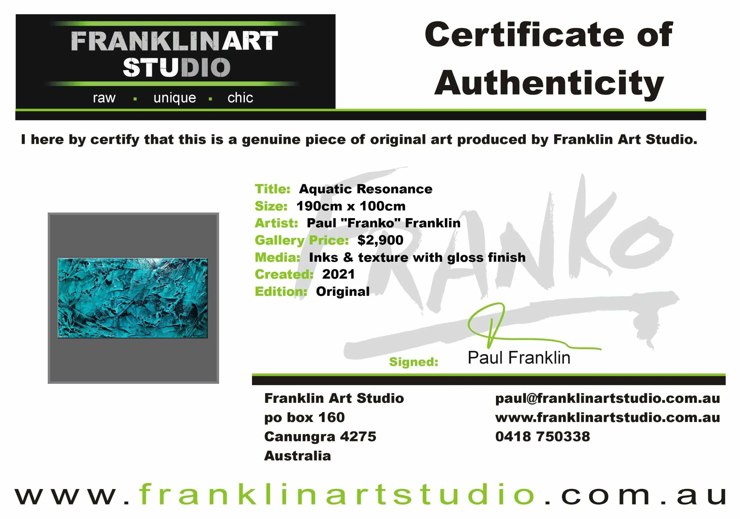 Aquatic Resonance 190cm x 100cm Teal Ink Textured Abstract Painting (SOLD)