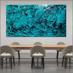 Aquatic Resonance 190cm x 100cm Teal Ink Textured Abstract Painting (SOLD)