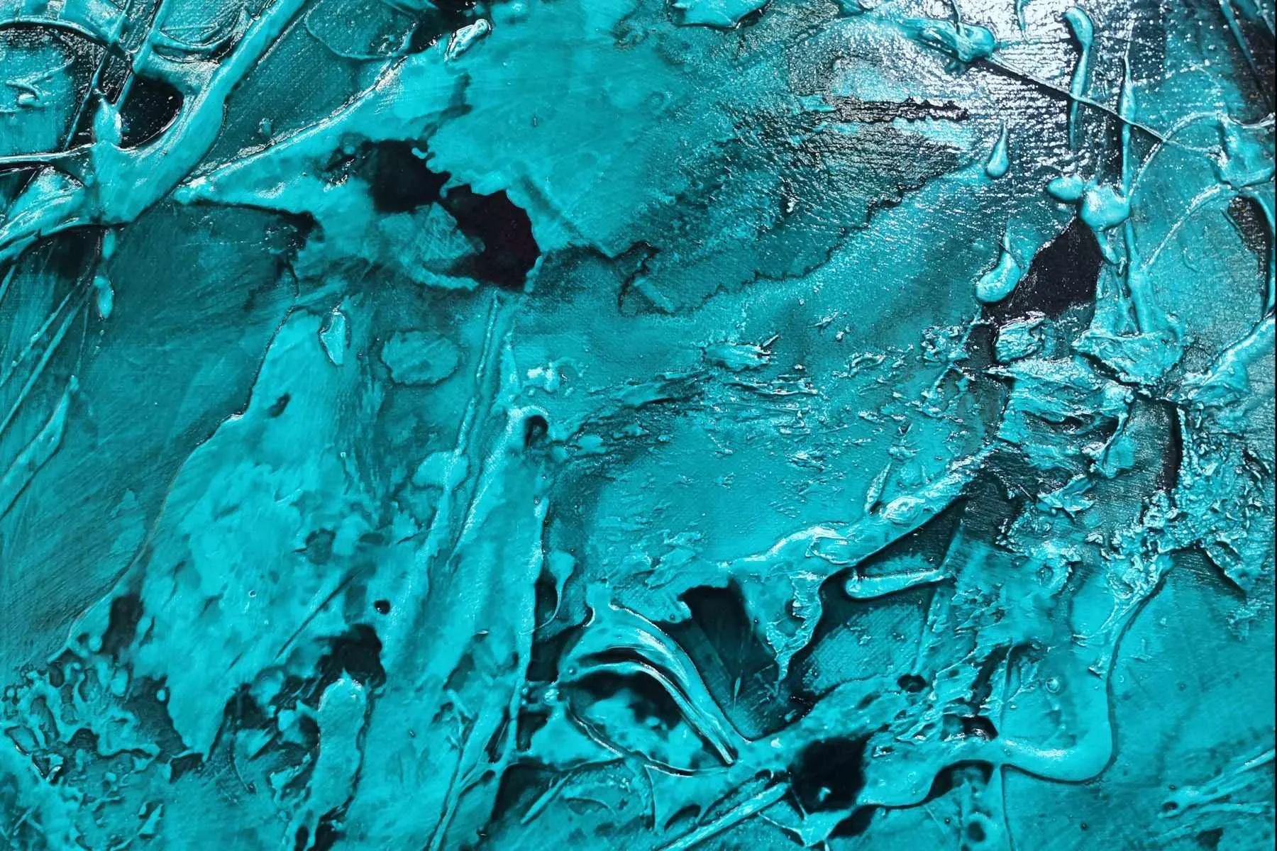 Aquatic Resonance 190cm x 100cm Teal Ink Textured Abstract Painting (SOLD)