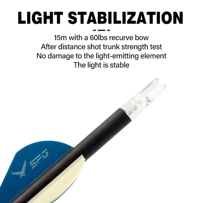 Archery Lighted Arrow Nocks LED Automatically Light up Glowing Fit ID 6.2 Mm Pins Pure Carbon Arrow Shaft