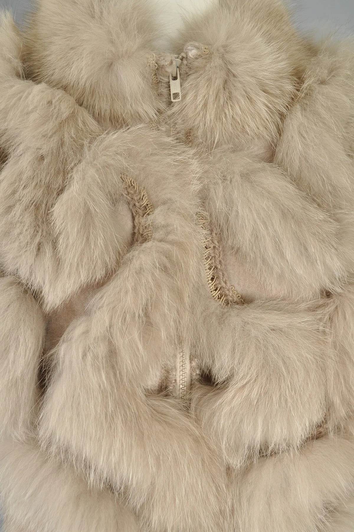 Avant Garde 80s Knit Cocoon Coat w/Fox Fur Shoulders