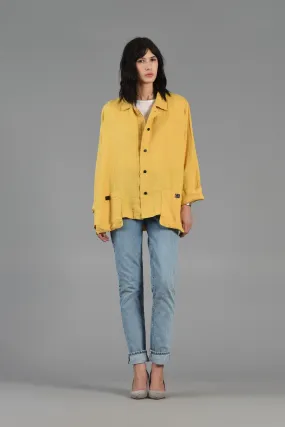 Avant Garde Linen Swing Coat with Applied Pockets