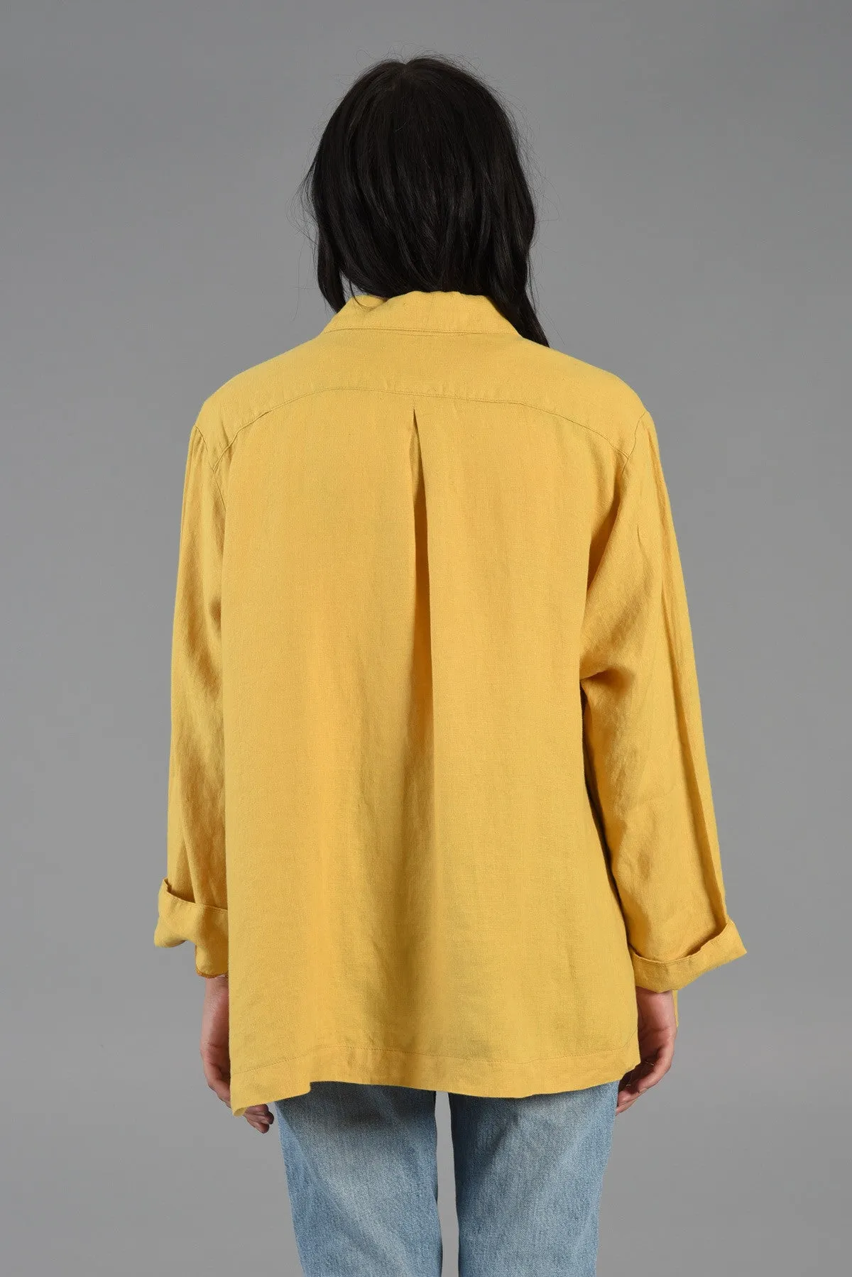 Avant Garde Linen Swing Coat with Applied Pockets