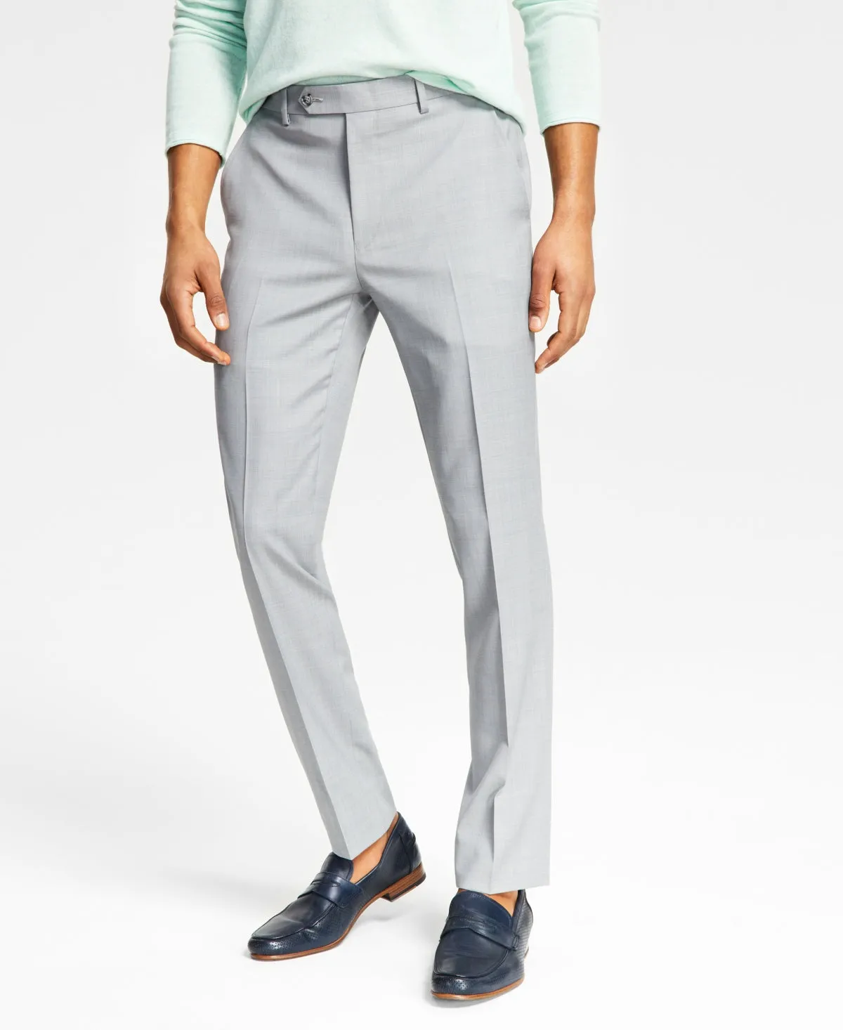 Bar Iii Mens Skinny fit Dress Pants 34 / 30 Grey Solid
