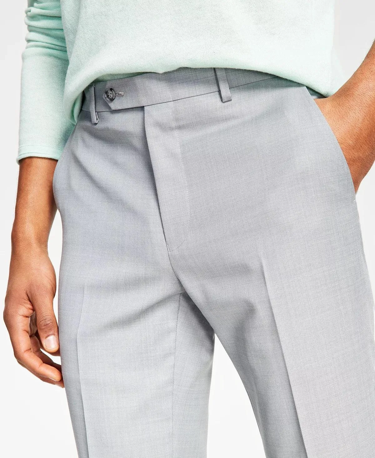Bar Iii Mens Skinny fit Dress Pants 34 / 30 Grey Solid
