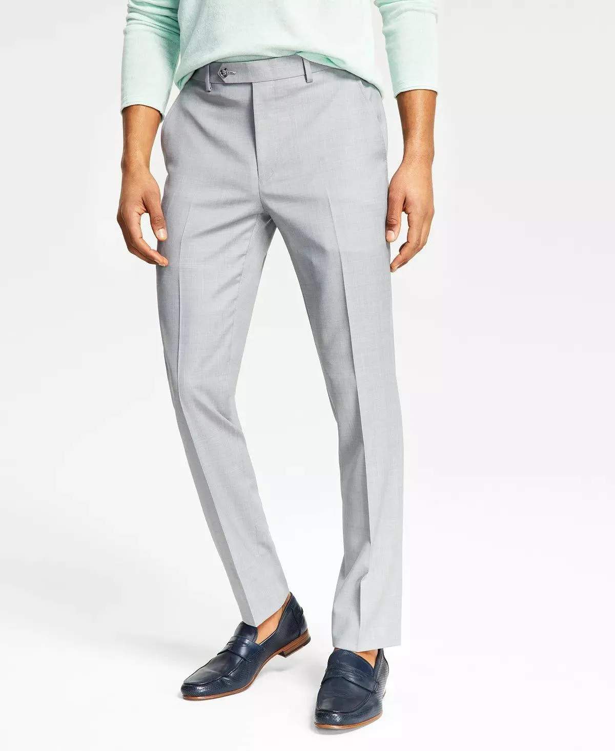 Bar Iii Mens Skinny fit Dress Pants 34 / 30 Grey Solid