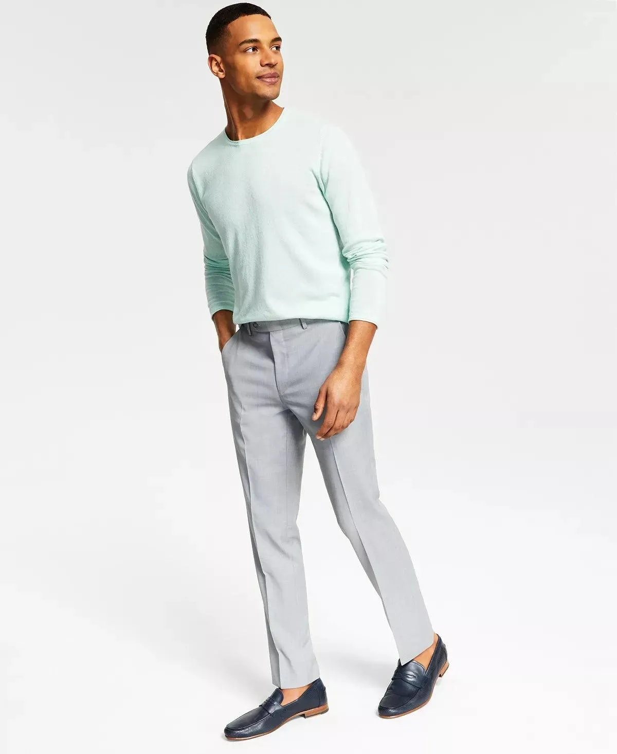 Bar Iii Mens Skinny fit Dress Pants 34 / 30 Grey Solid