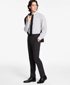 Bar III Mens Skinny fit Dress Pants 34 / 32 Dark Brown Check