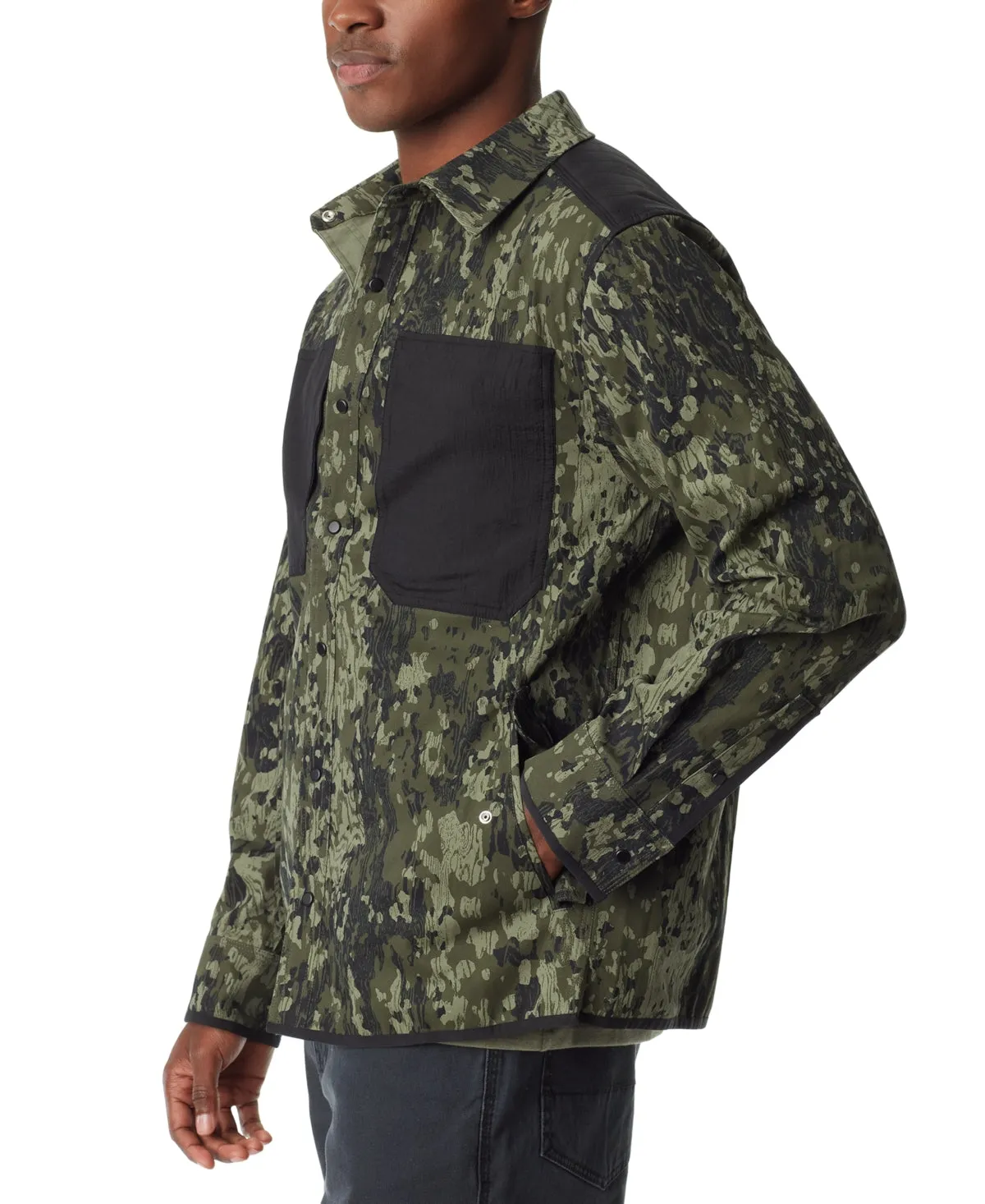 BASS OUTDOOR Men's Full Zip Shirt Jacket Shacket Coat Jacket Green Camo Large