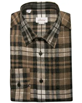 Black and Brown Linen Blend Sport Shirt