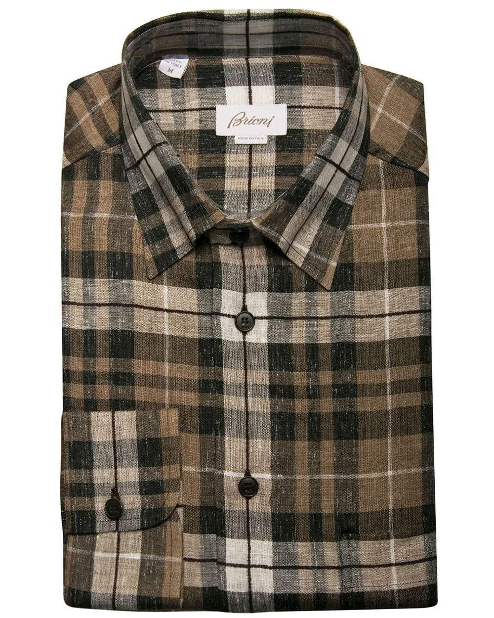 Black and Brown Linen Blend Sport Shirt