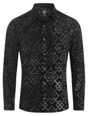 Black Casual Fashion Designer Men's Long Sleeve Dress Shirt Regular-Fit Style No: 2430