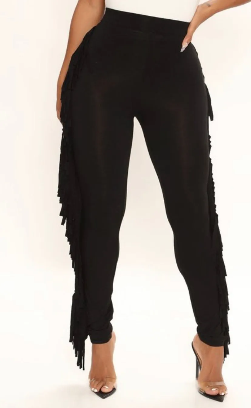 Black Fringe Pants