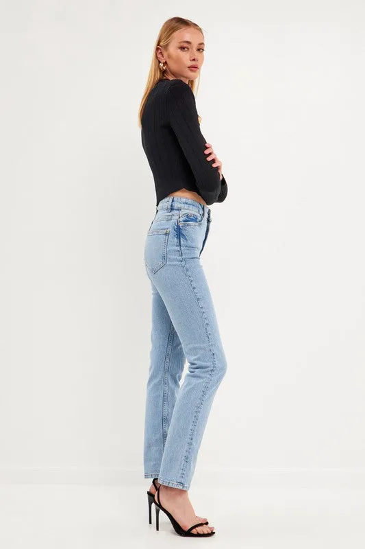 Blair Black Crop Sweater with Gold Buttons