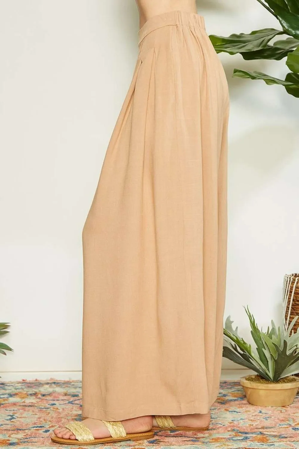 Blue Zone Planet |  Mittoshop Wrap Pleating Detail Wide Leg Pants