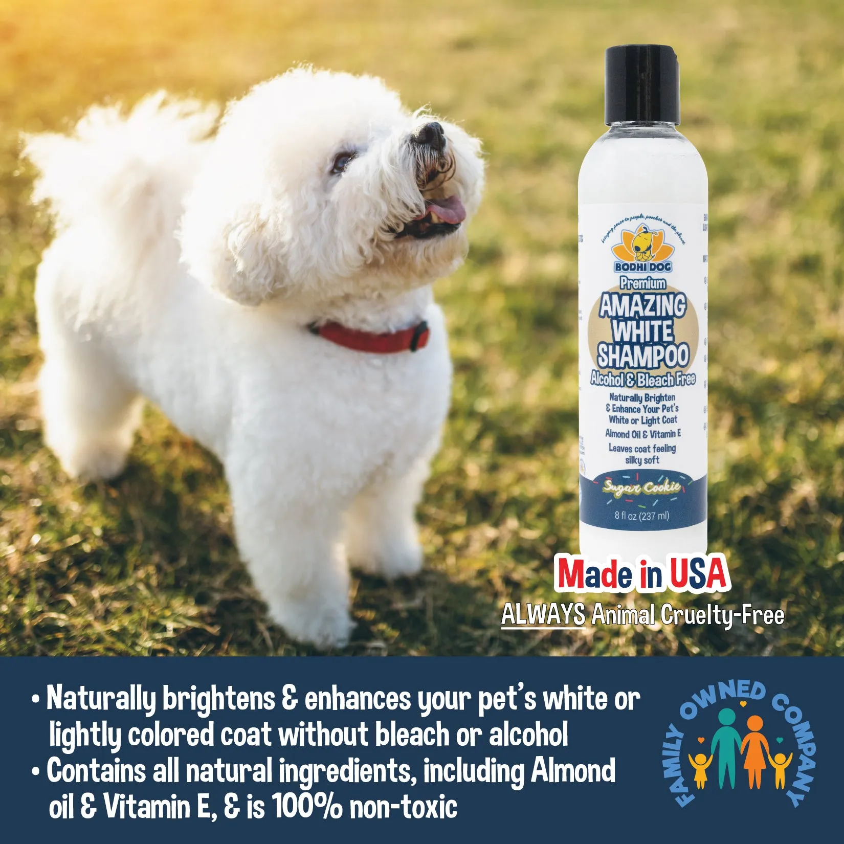 Bodhi Dog Amazing White Shampoo | Whitening Shampoo for Dogs | White Dog Shampoo | Brightens White & Light Coats | Natural Ingredients | Professional Quality | Made in USA