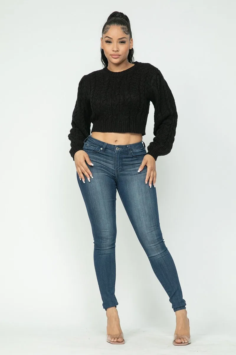 Cable Knit Sweater Crop Top