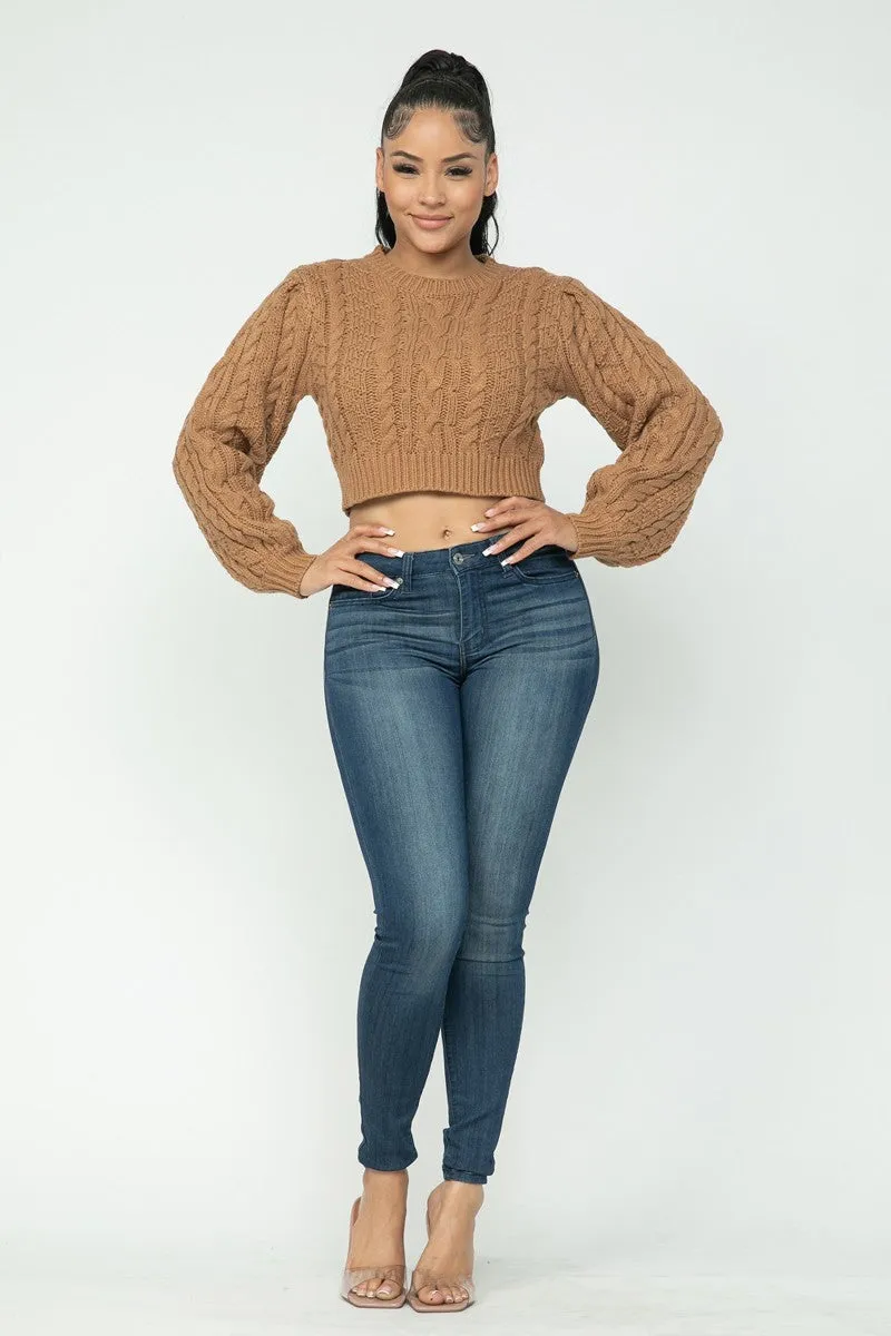 Cable Knit Sweater Crop Top